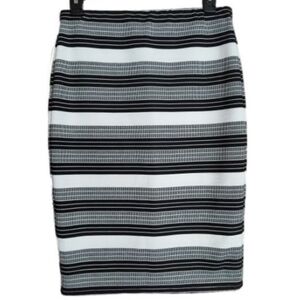 Joe B Black, White, And Gray Striped Pencil Skirt